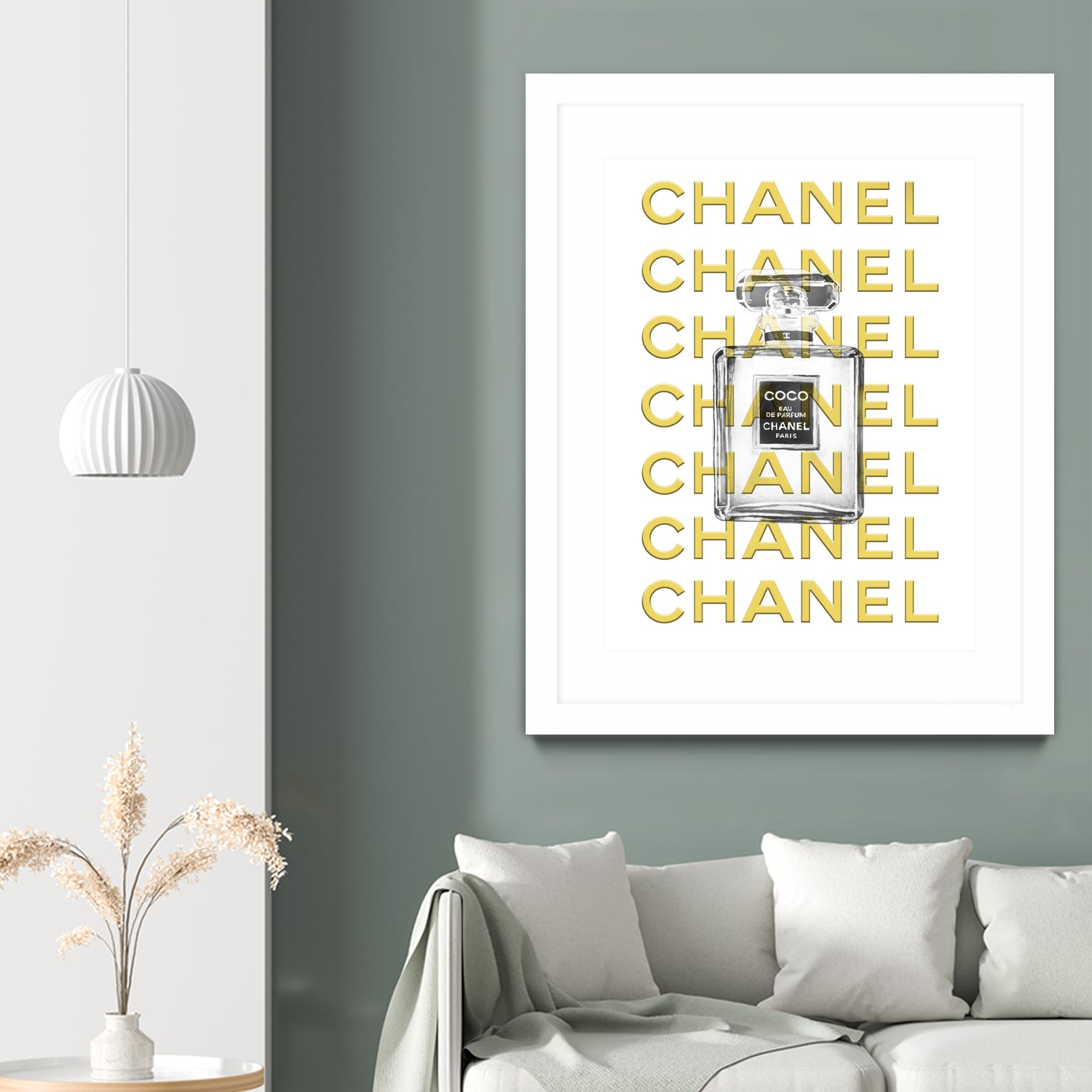 Chanel perfume fashion poster by miguel angel romero franco on GIANT ART - yellow digital drawing