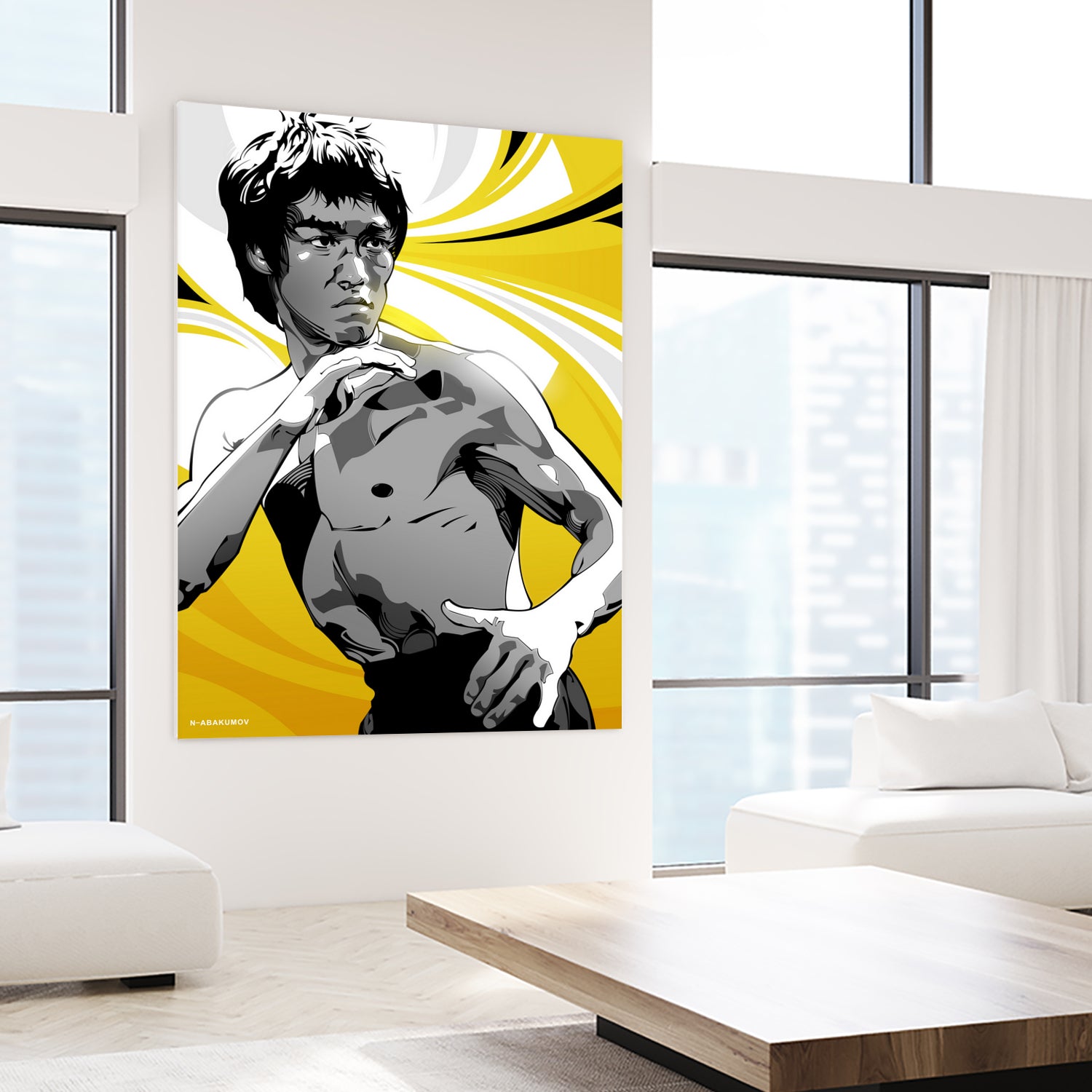 Bruce Lee by Nikita Abakumov on GIANT ART - yellow vector illustration