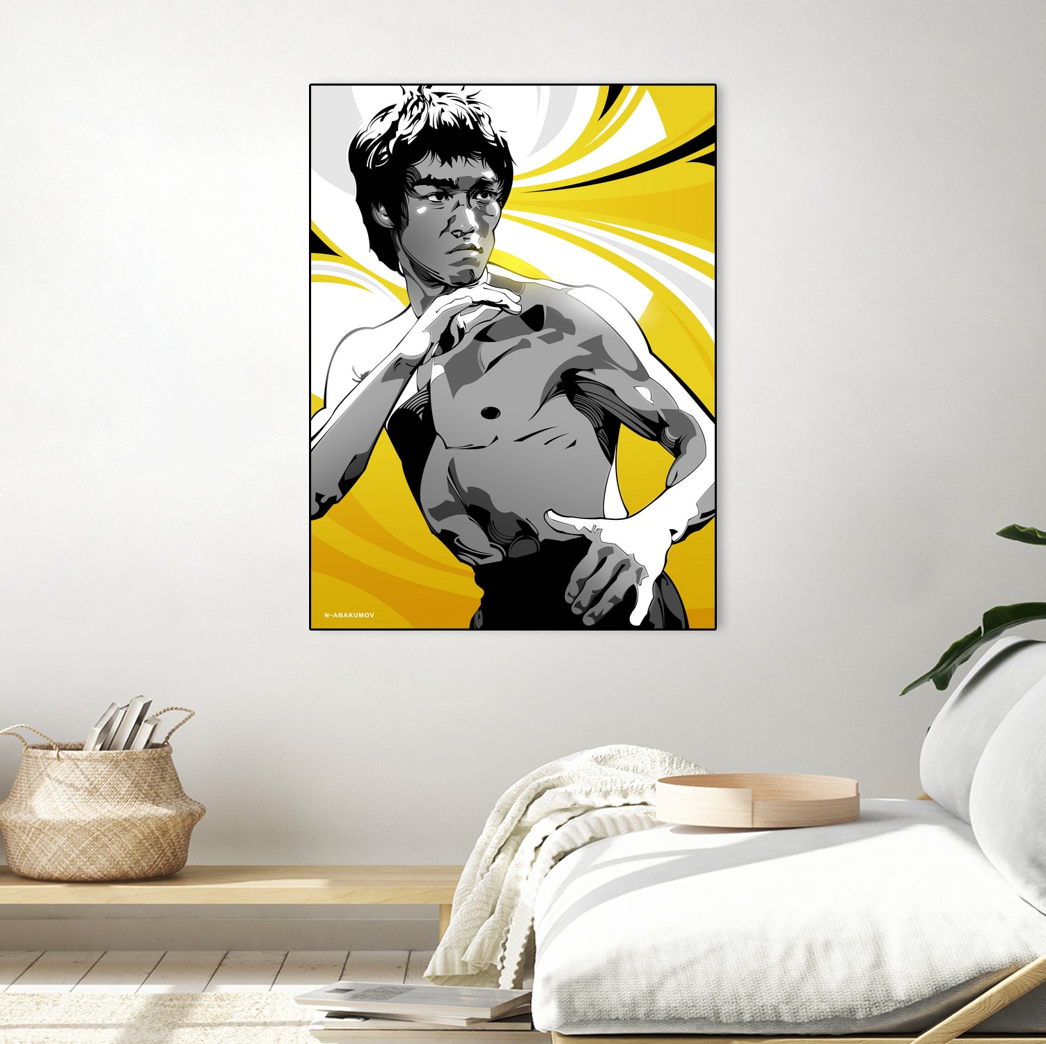 Bruce Lee by Nikita Abakumov on GIANT ART - yellow vector illustration