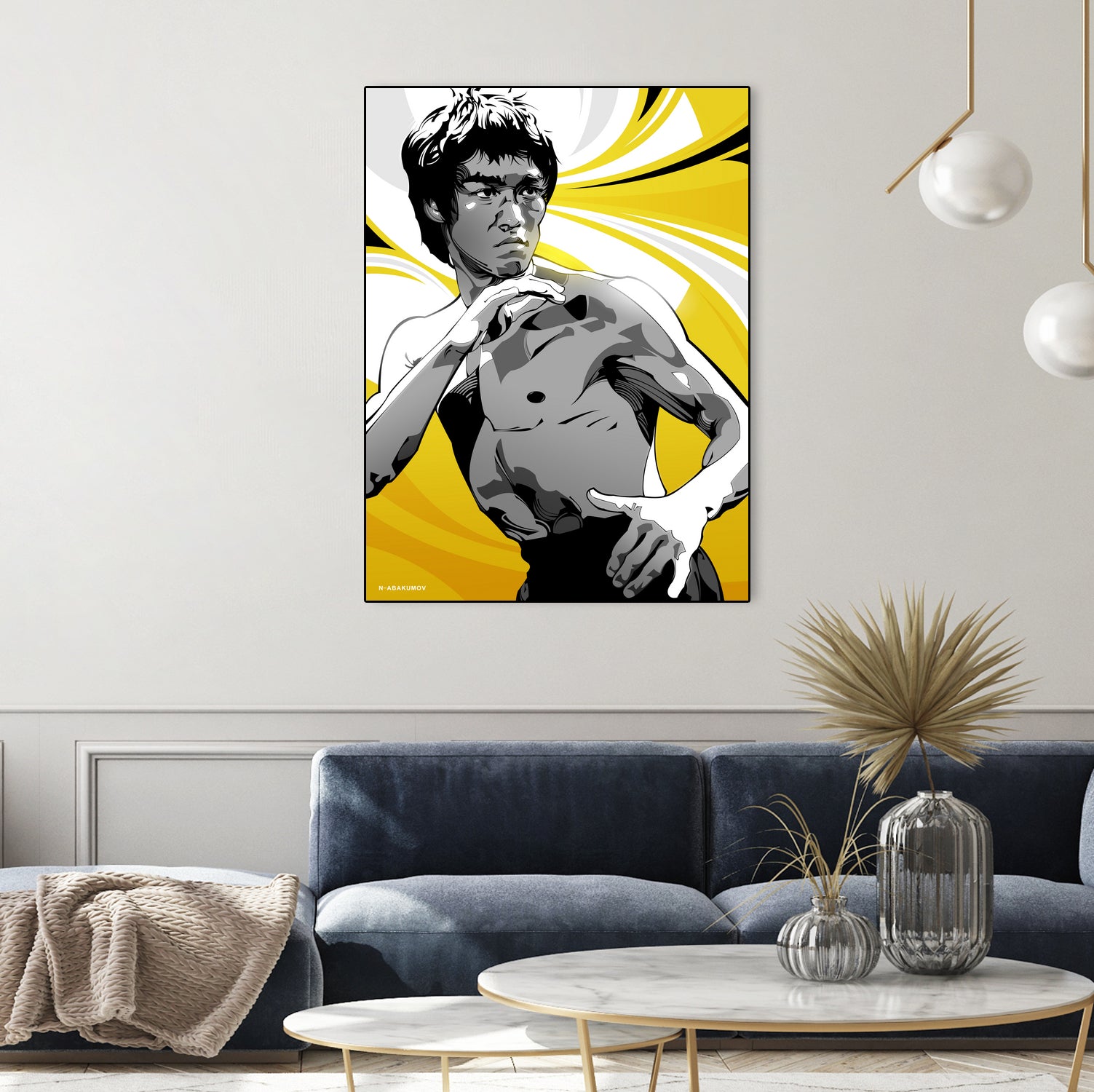 Bruce Lee by Nikita Abakumov on GIANT ART - yellow vector illustration