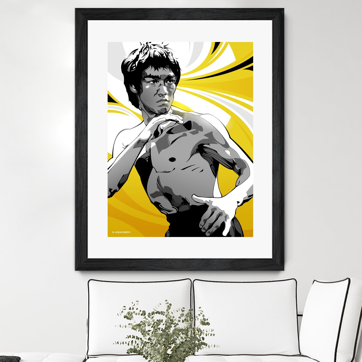 Bruce Lee by Nikita Abakumov on GIANT ART - yellow vector illustration