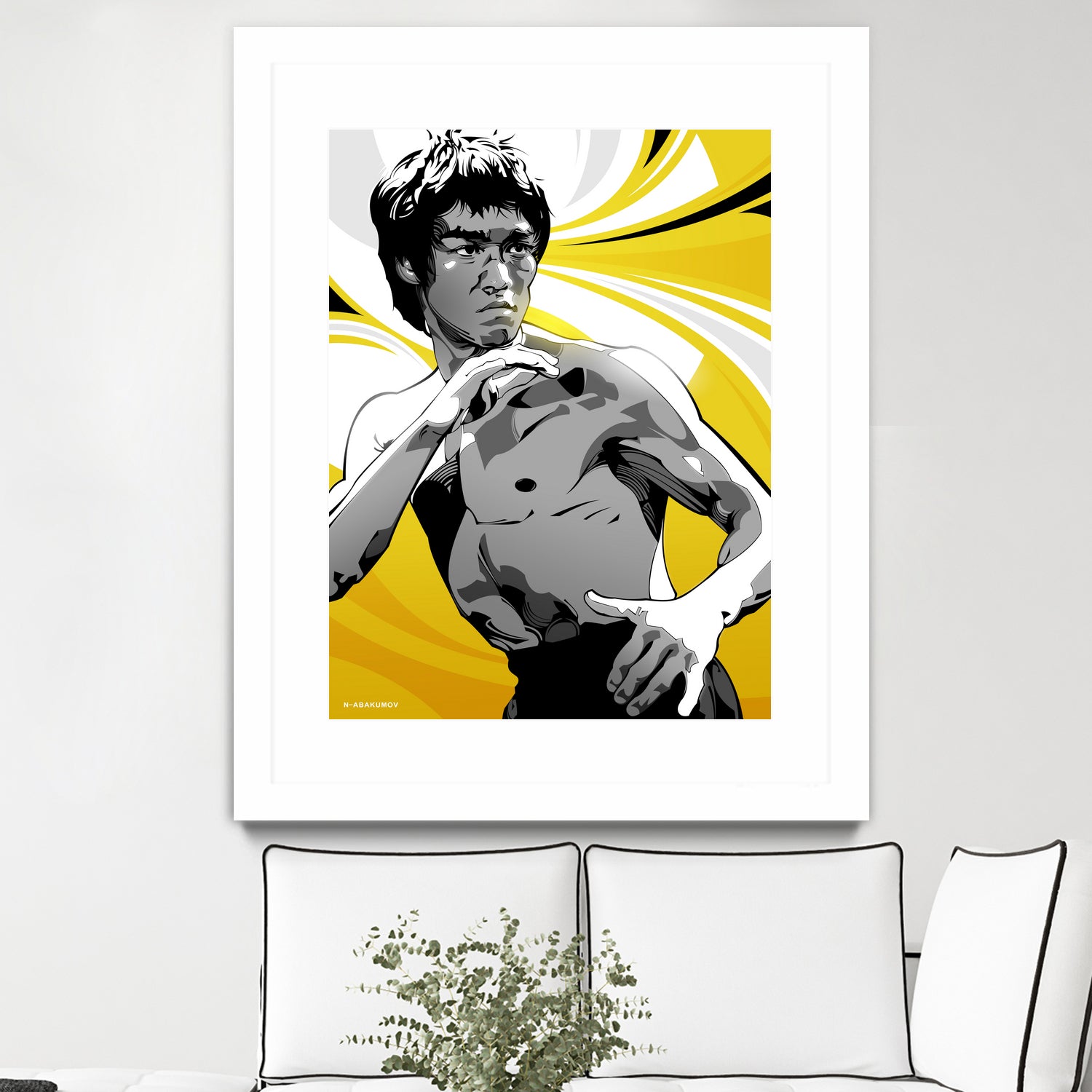 Bruce Lee by Nikita Abakumov on GIANT ART - yellow vector illustration