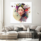 Watercolor Floral Asian Woman #3 by Isabel Cerdá Muñoz on GIANT ART - green digital painting