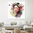 Watercolor Floral Asian Woman #3 by Isabel Cerdá Muñoz on GIANT ART - green digital painting