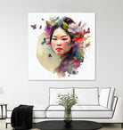 Watercolor Floral Asian Woman #3 by Isabel Cerdá Muñoz on GIANT ART - green digital painting