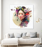 Watercolor Floral Asian Woman #3 by Isabel Cerdá Muñoz on GIANT ART - green digital painting