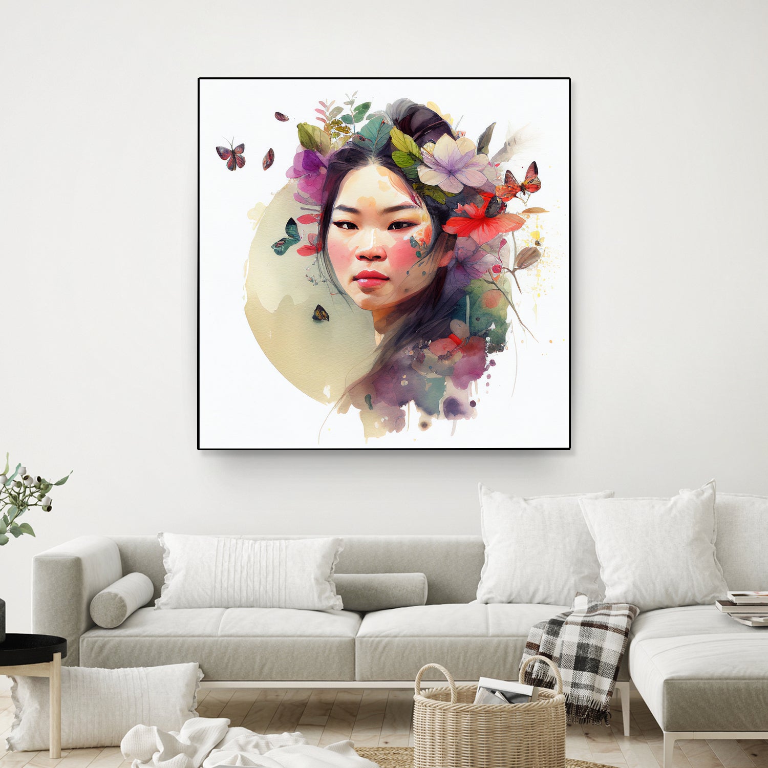 Watercolor Floral Asian Woman #3 by Isabel Cerdá Muñoz on GIANT ART - green digital painting