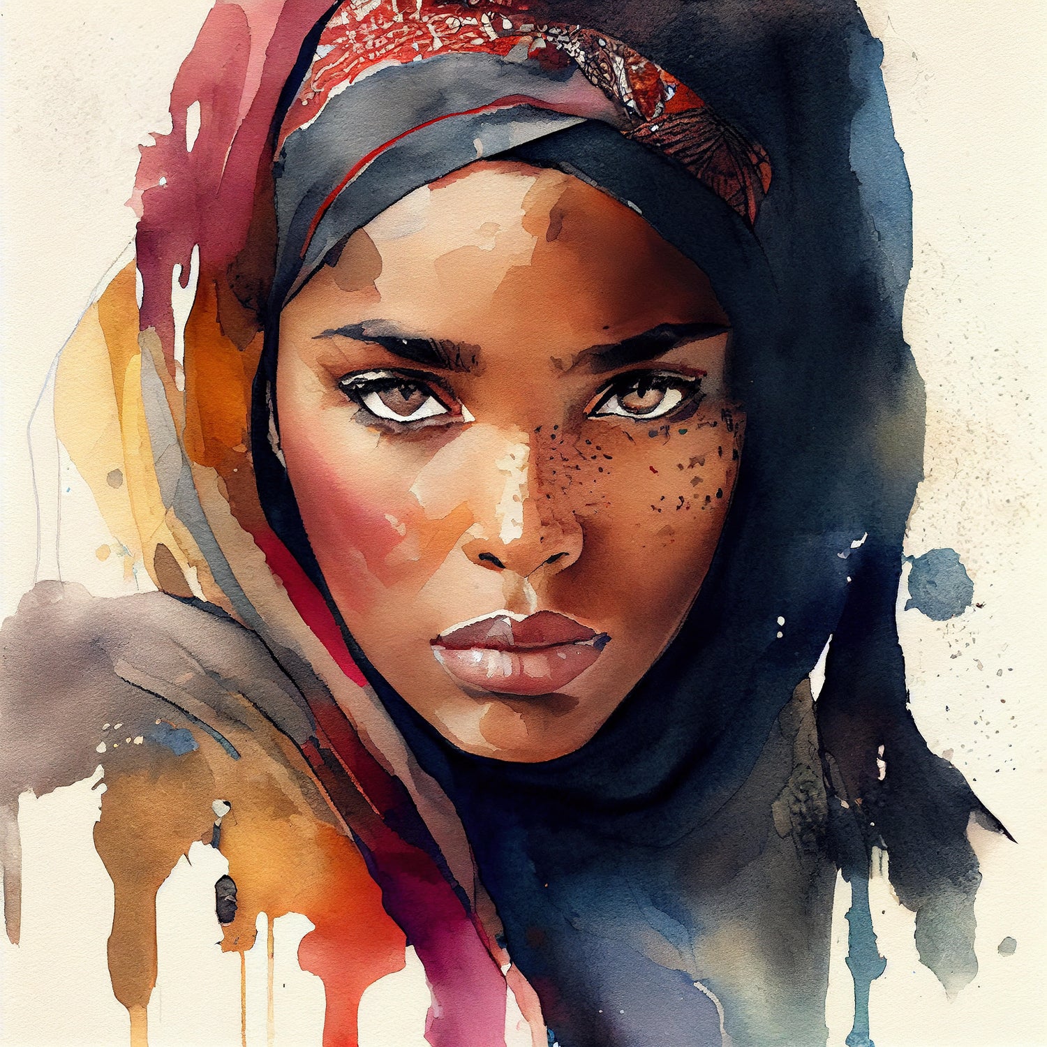 Watercolor Tuareg Woman #7 by Isabel Cerdá Muñoz on GIANT ART - brown digital painting