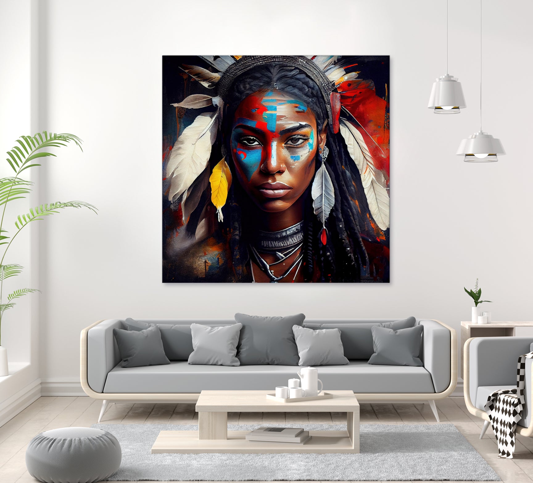 Powerful American Native Warrior Woman #2 by Isabel Cerdá Muñoz on GIANT ART - brown digital painting