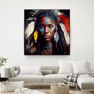 Powerful American Native Warrior Woman #2 by Isabel Cerdá Muñoz on GIANT ART - brown digital painting