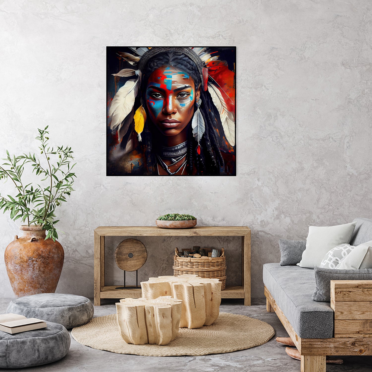 Powerful American Native Warrior Woman #2 by Isabel Cerdá Muñoz on GIANT ART - brown digital painting