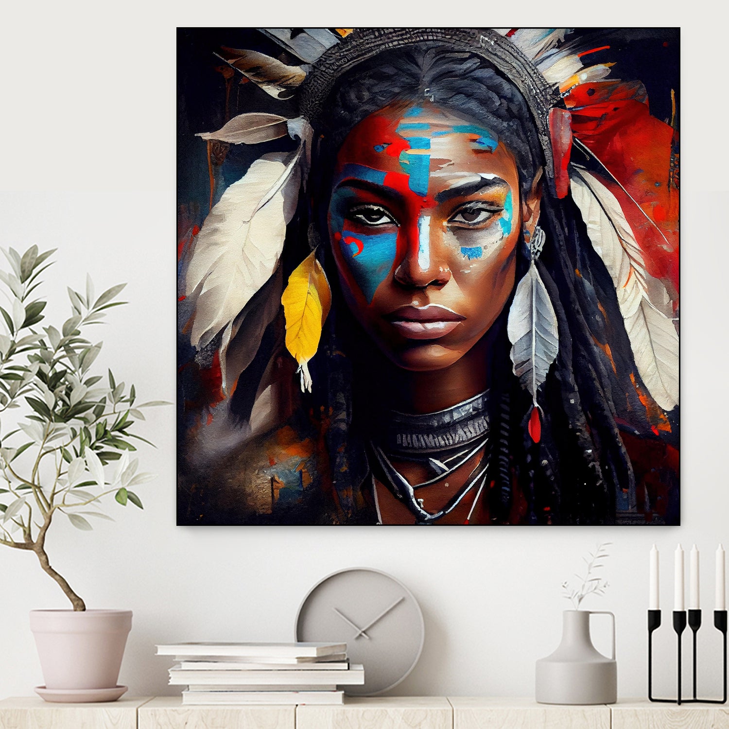 Powerful American Native Warrior Woman #2 by Isabel Cerdá Muñoz on GIANT ART - brown digital painting