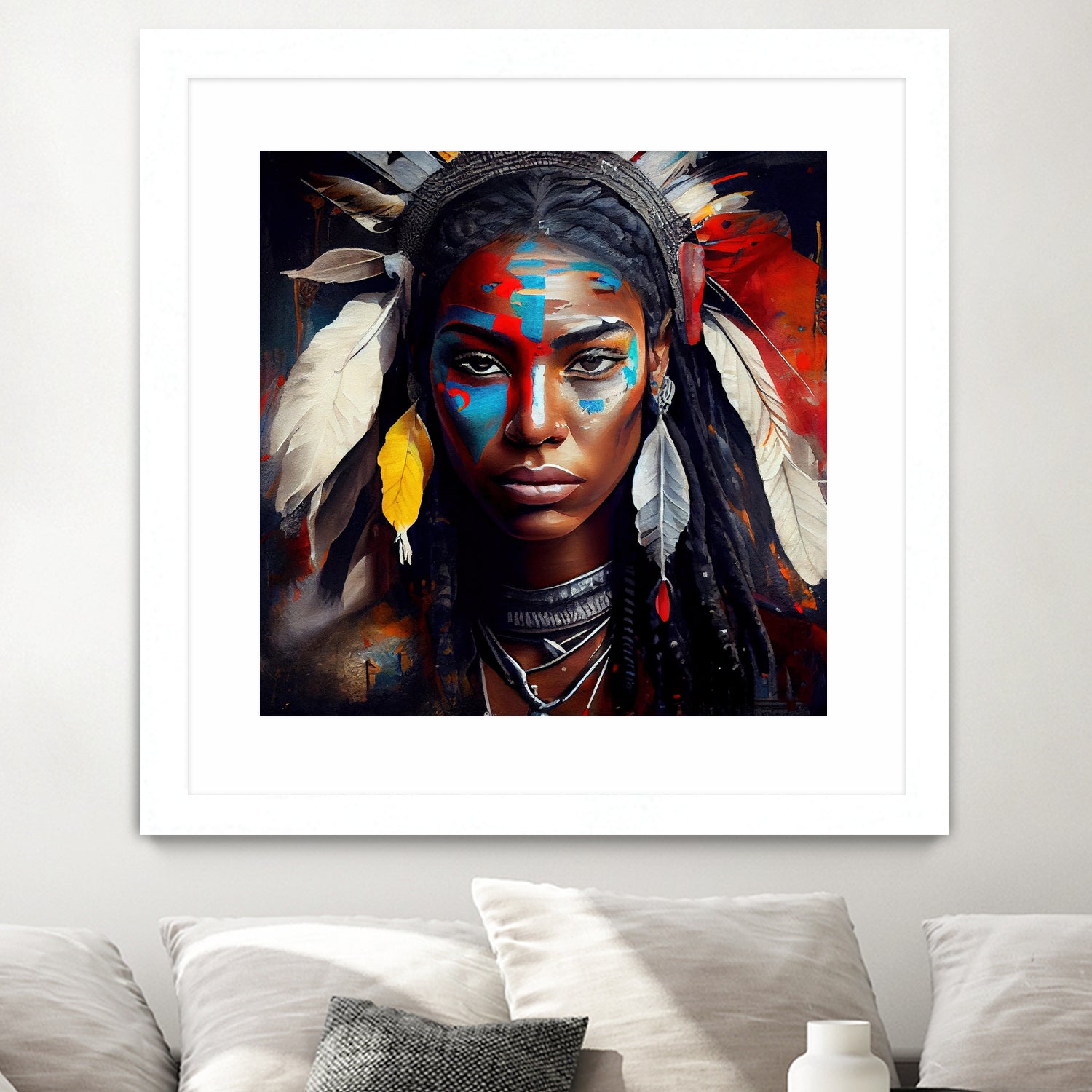 Powerful American Native Warrior Woman #2 by Isabel Cerdá Muñoz on GIANT ART - brown digital painting