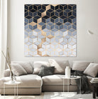 Soft Blue Gradient Cubes by Elisabeth Fredriksson on GIANT ART - blue digital painting