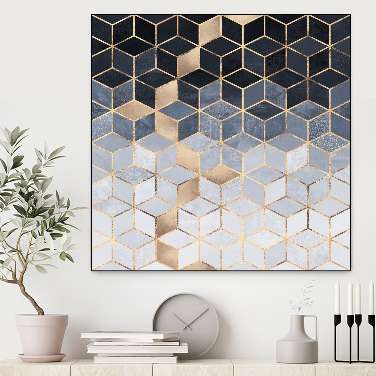 Soft Blue Gradient Cubes by Elisabeth Fredriksson on GIANT ART - blue digital painting