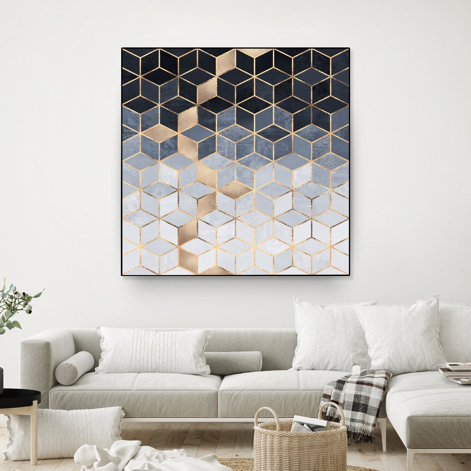 Soft Blue Gradient Cubes by Elisabeth Fredriksson on GIANT ART - blue digital painting