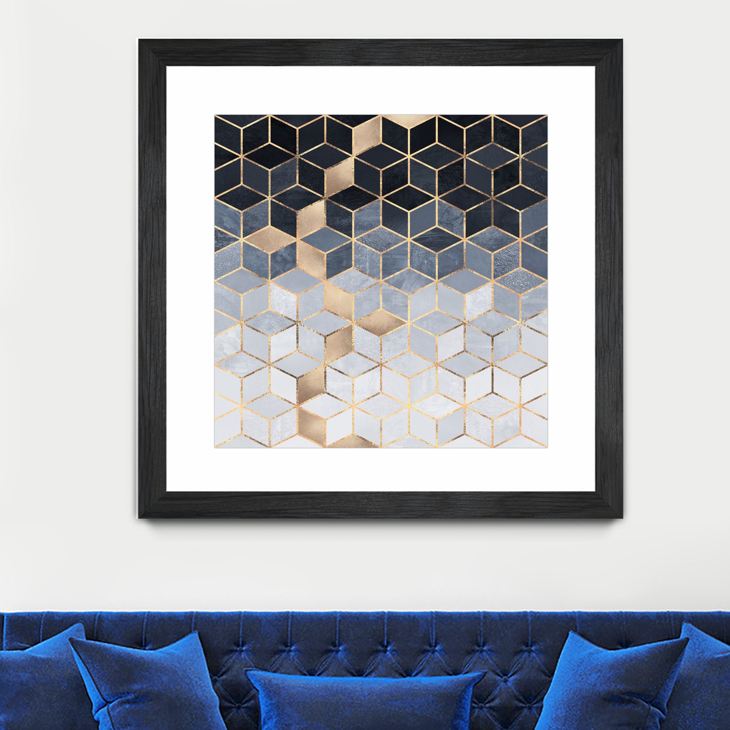 Soft Blue Gradient Cubes by Elisabeth Fredriksson on GIANT ART - blue digital painting