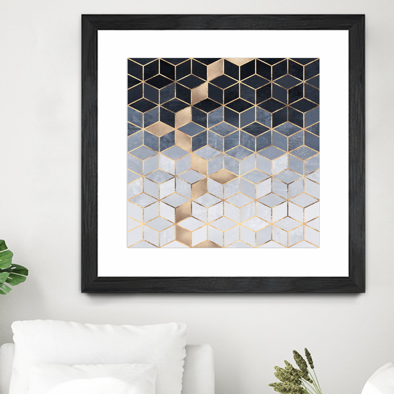 Soft Blue Gradient Cubes by Elisabeth Fredriksson on GIANT ART - blue digital painting