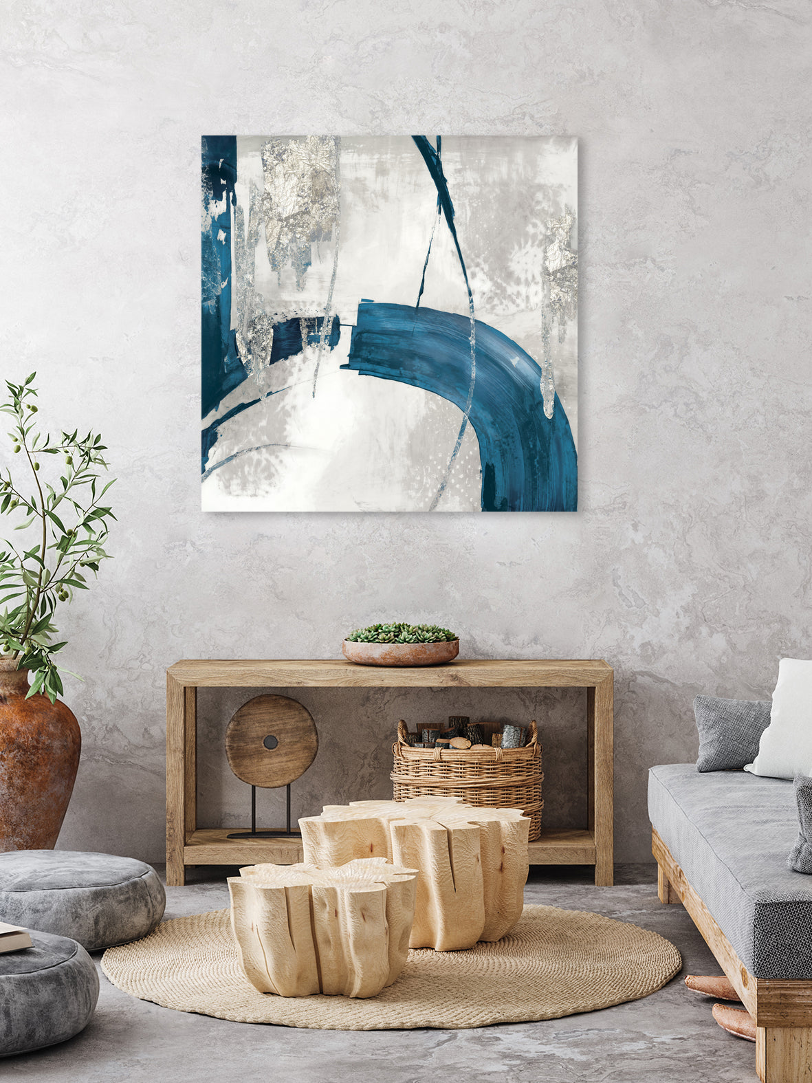 Black Ink I Indigo Version by Pi Studio on GIANT ART - blue mixed media