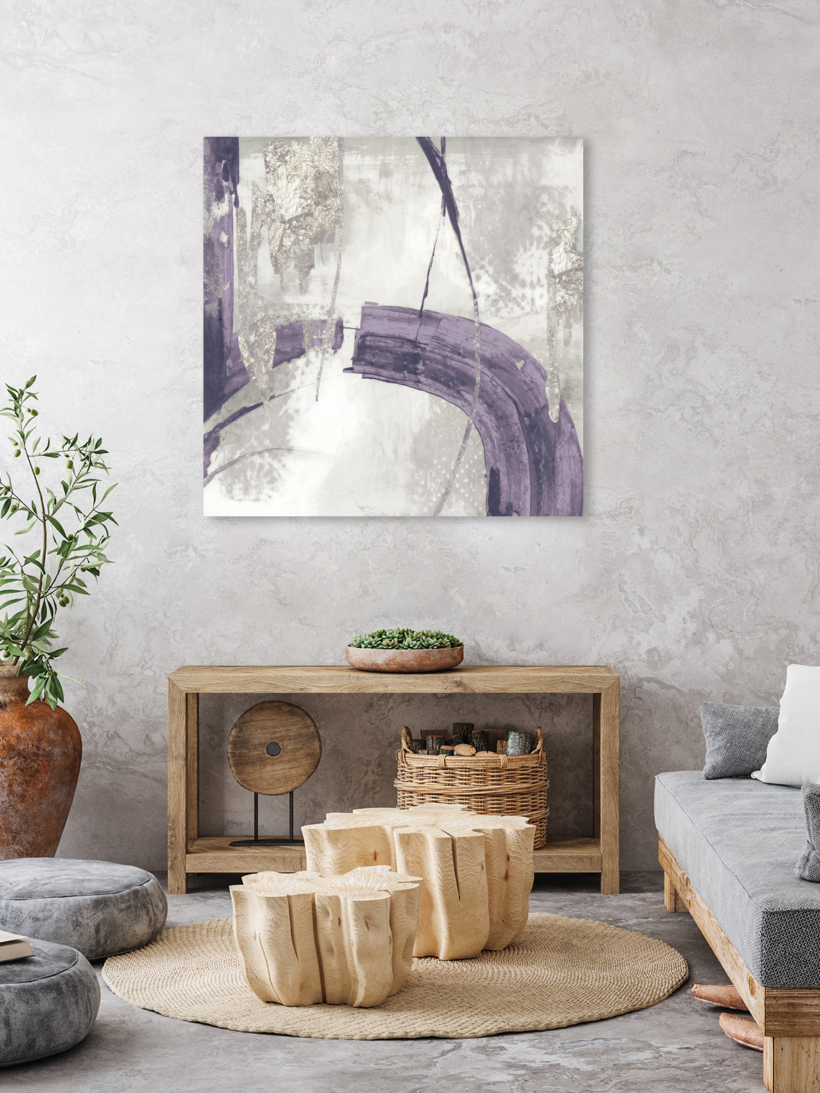 Black Ink I Lavender Version by Pi Studio on GIANT ART - fuchsia mixed media