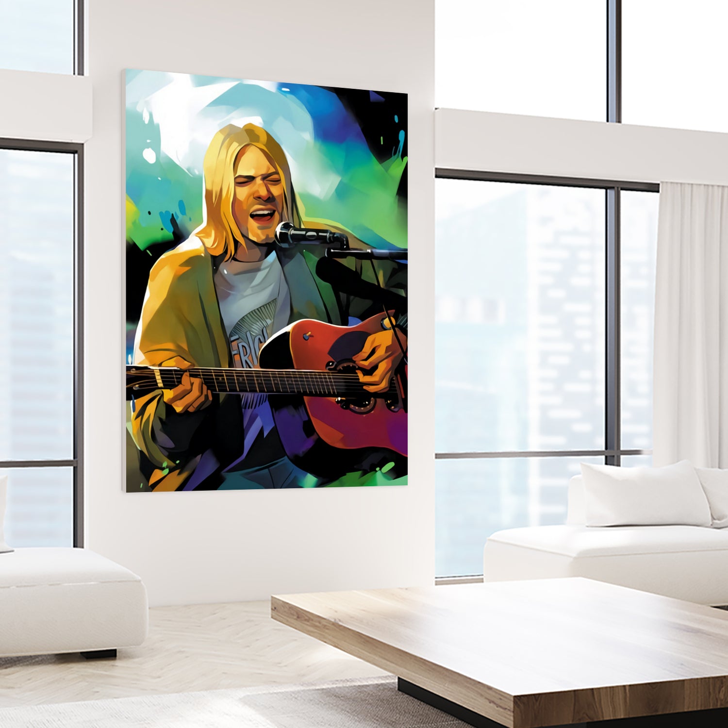 Kurt Cobain with guitar by francis mosciski on GIANT ART - white digital painting