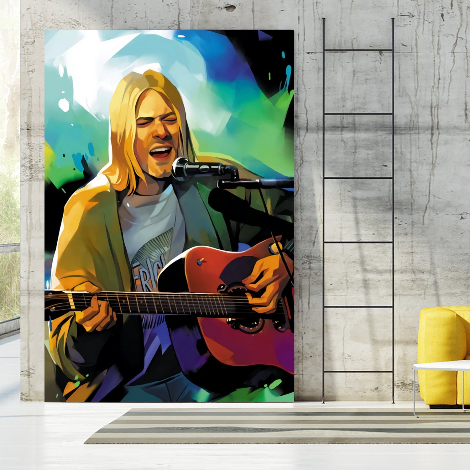 Kurt Cobain with guitar by francis mosciski on GIANT ART - white digital painting