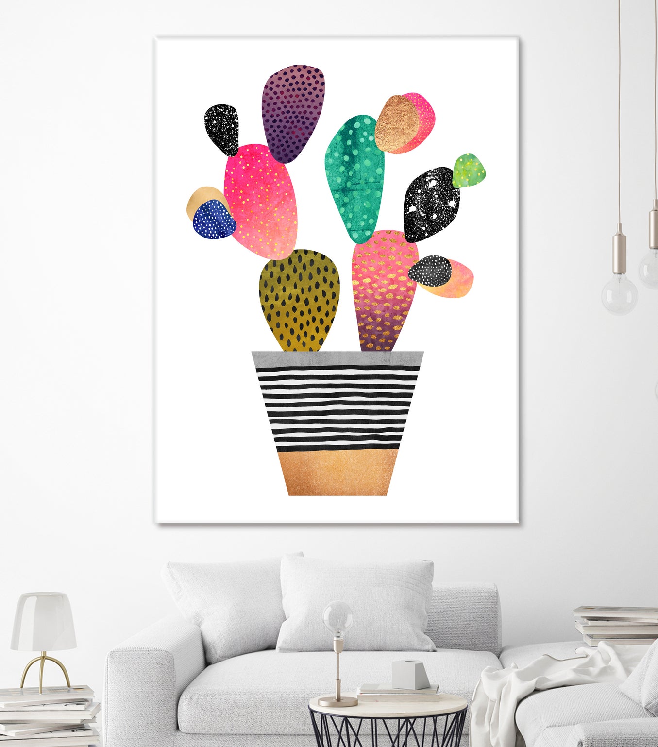 Happy Cactus by Elisabeth Fredriksson on GIANT ART - pink mixed media