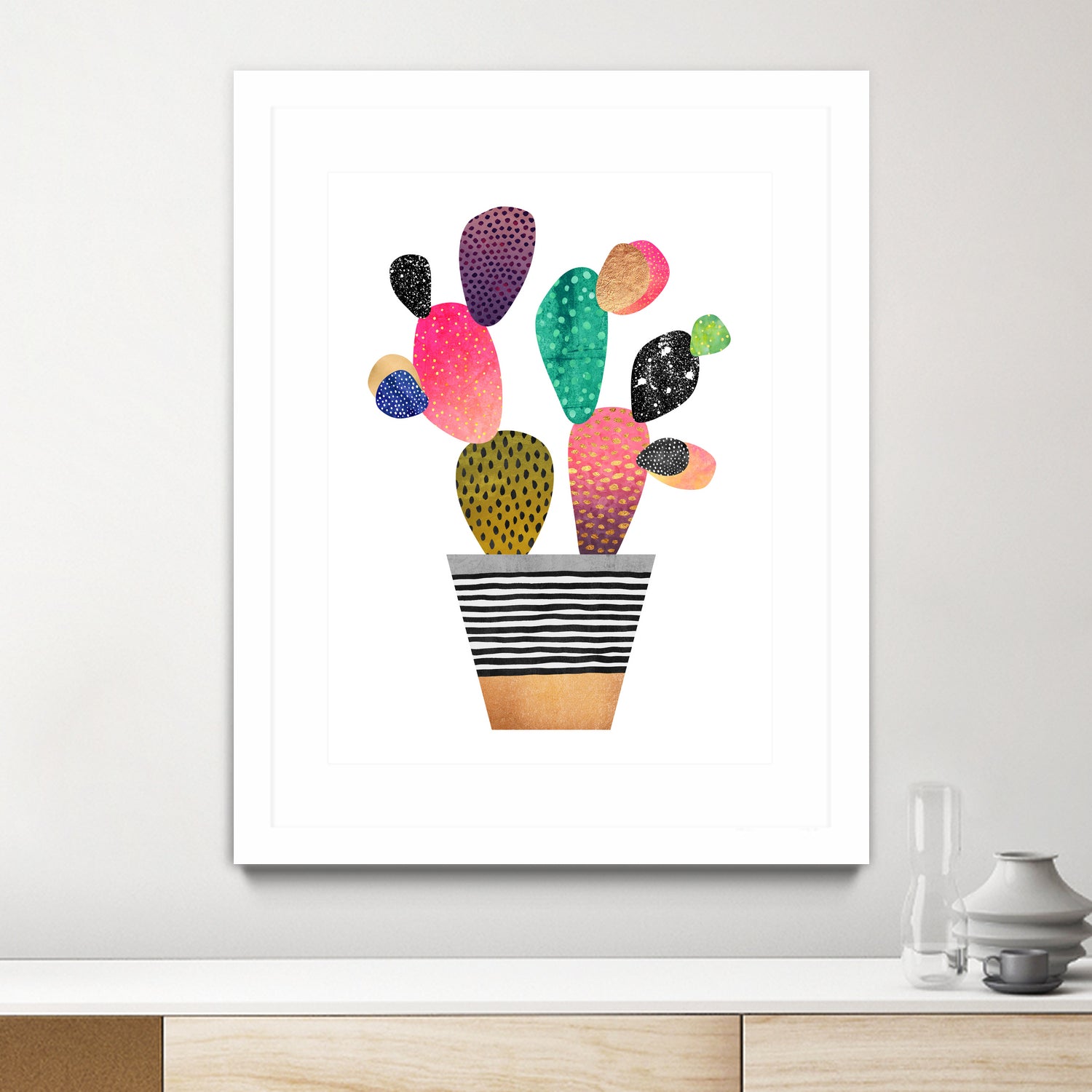 Happy Cactus by Elisabeth Fredriksson on GIANT ART - pink mixed media