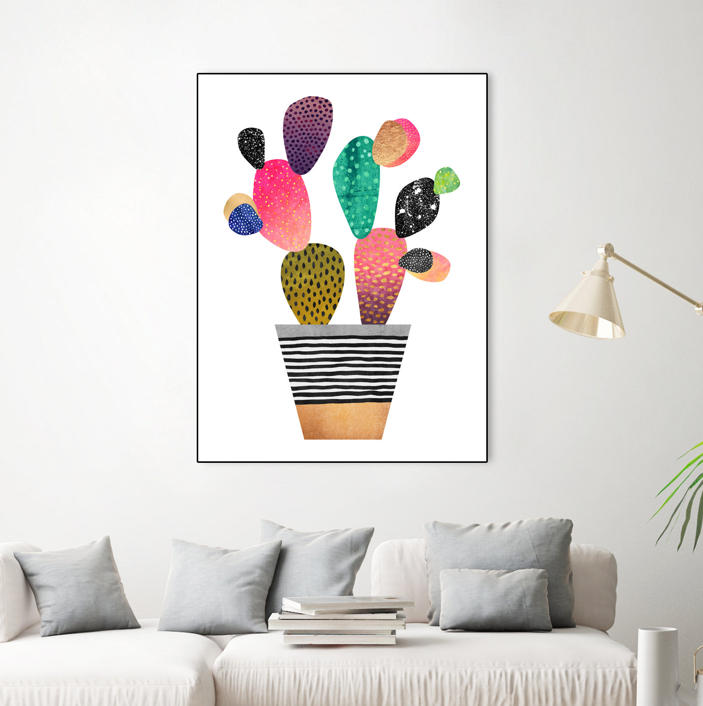 Happy Cactus by Elisabeth Fredriksson on GIANT ART - pink mixed media