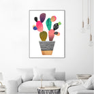 Happy Cactus by Elisabeth Fredriksson on GIANT ART - pink mixed media