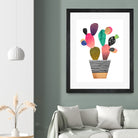 Happy Cactus by Elisabeth Fredriksson on GIANT ART - pink mixed media