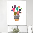 Happy Cactus by Elisabeth Fredriksson on GIANT ART - pink mixed media