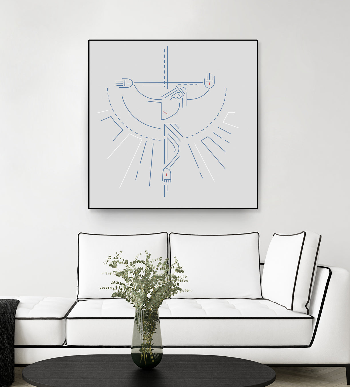 Jesus Christ at the Cross in a contemporary style by Bernardo Ramonfaur on GIANT ART - blue digital drawing