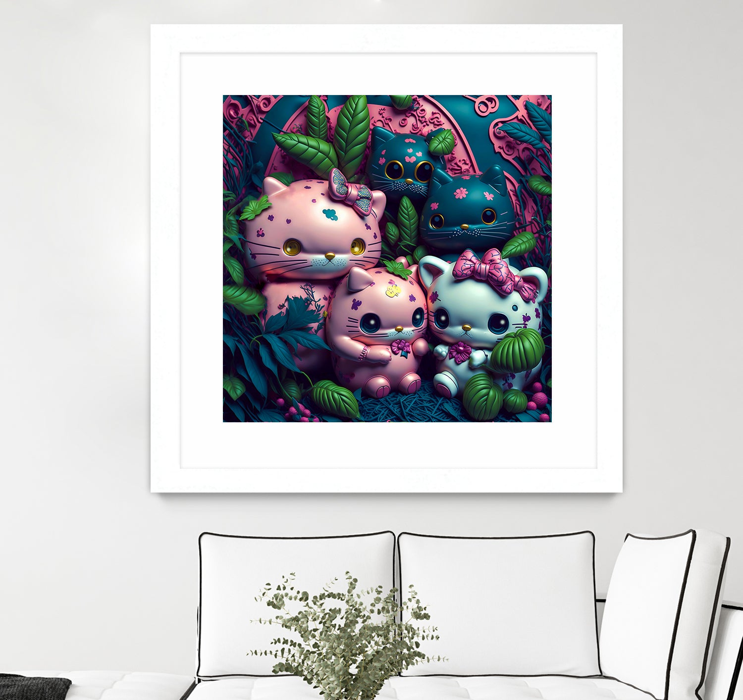 Chubby Kitties by Eric Ton on GIANT ART - white digital painting