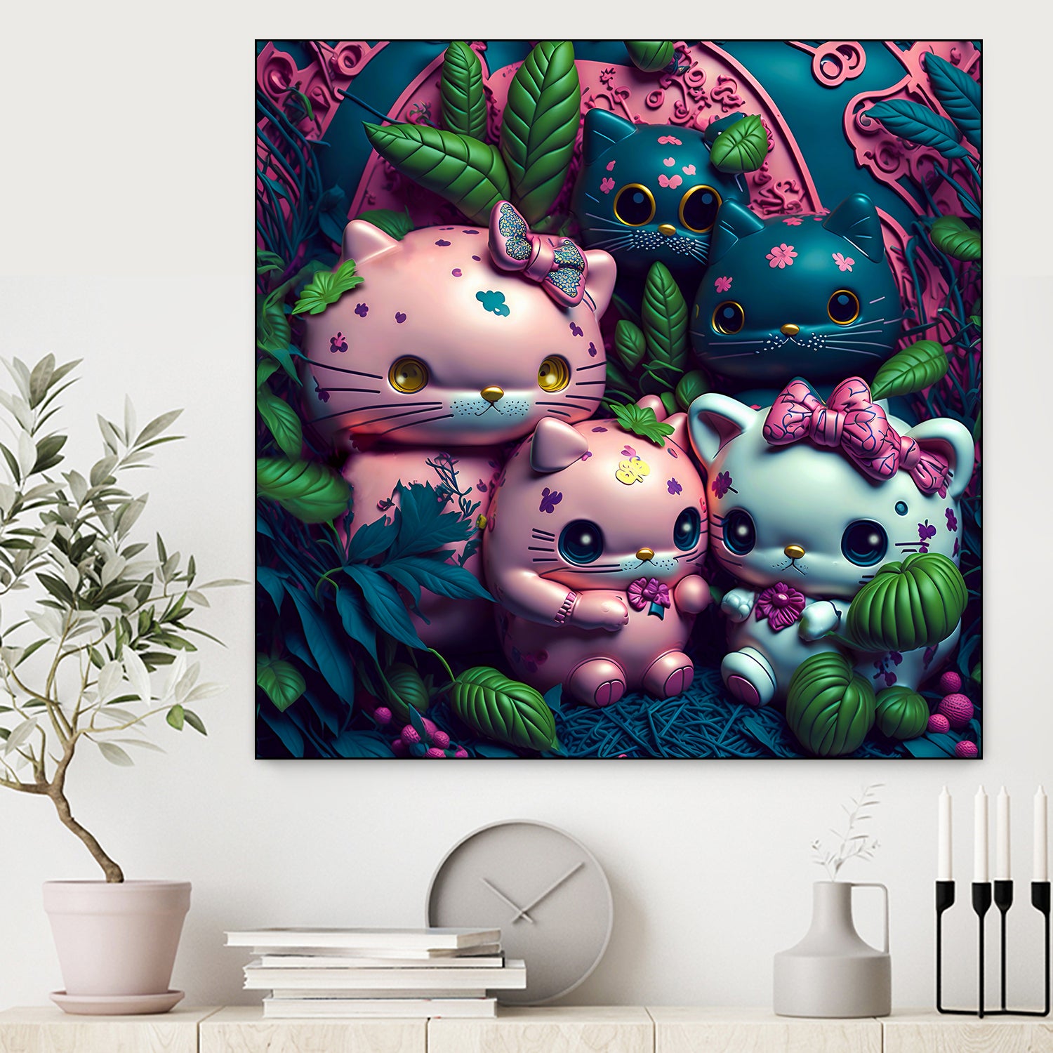 Chubby Kitties by Eric Ton on GIANT ART - white digital painting