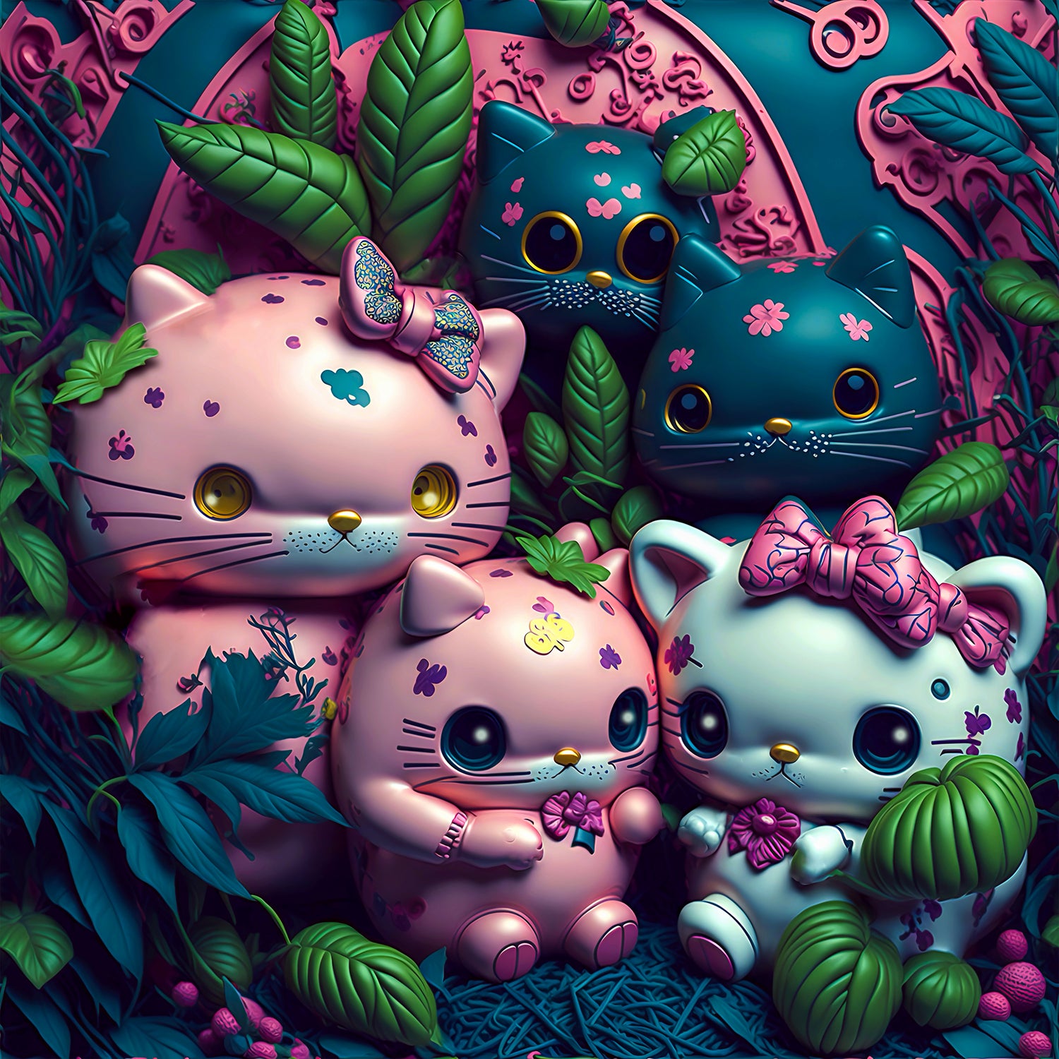 Chubby Kitties by Eric Ton on GIANT ART - white digital painting