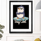 Stay Cool Funny Penguin by Tobias Fonseca on GIANT ART - blue digital painting