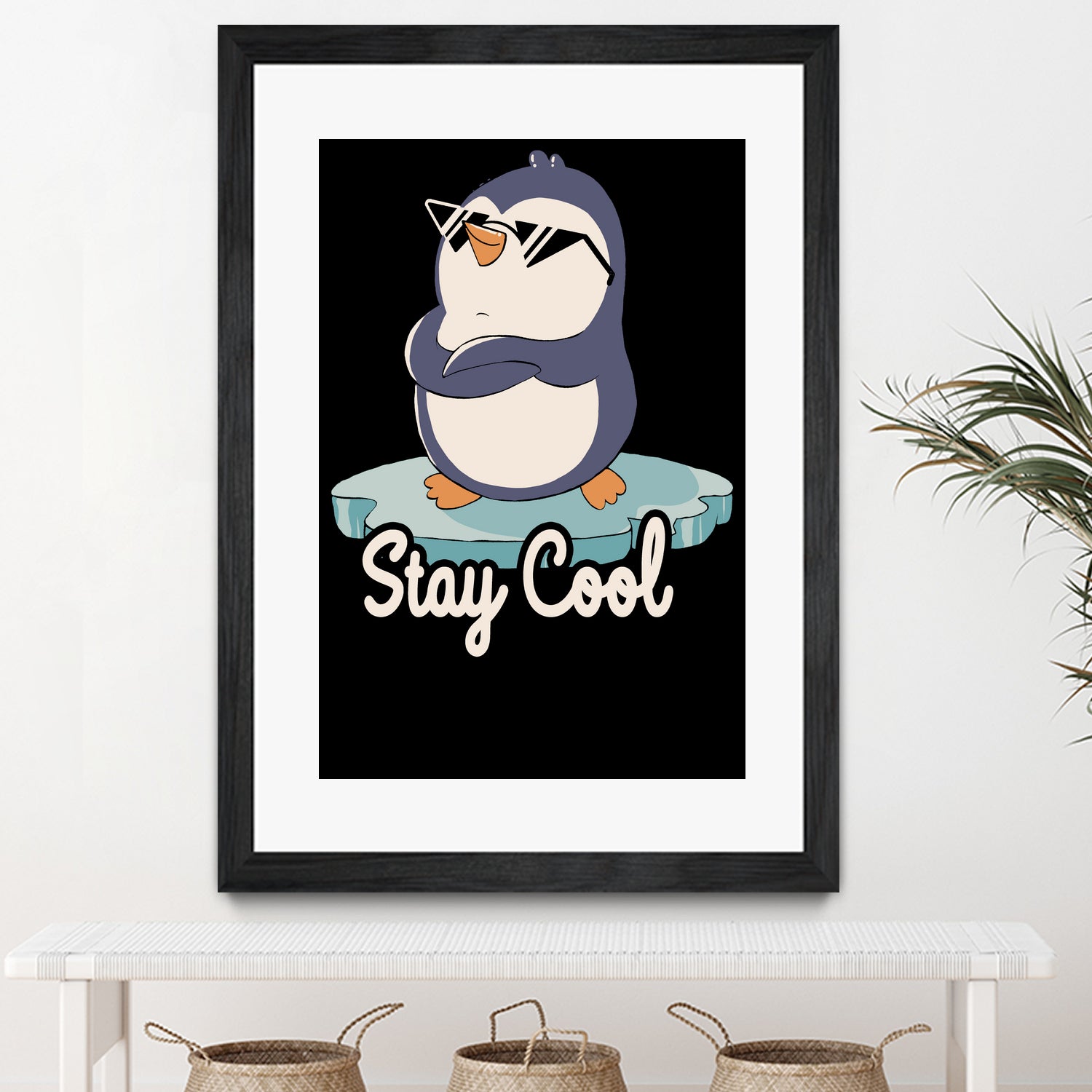 Stay Cool Funny Penguin by Tobias Fonseca on GIANT ART - blue digital painting