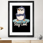 Stay Cool Funny Penguin by Tobias Fonseca on GIANT ART - blue digital painting