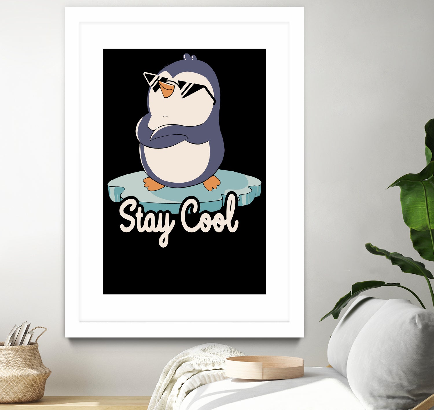 Stay Cool Funny Penguin by Tobias Fonseca on GIANT ART - blue digital painting