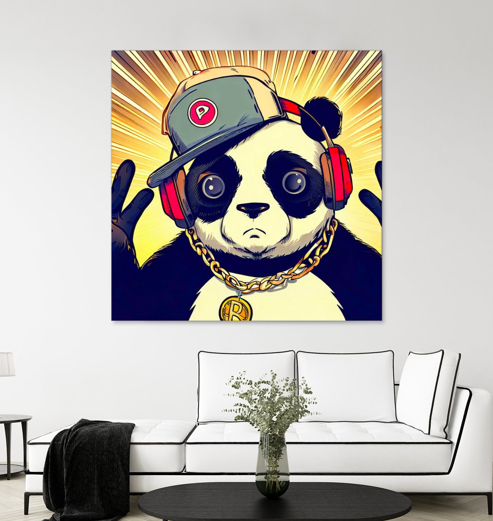 Panda Bear I Am a DJ 14 by OTIS PORRITT on GIANT ART - black digital painting