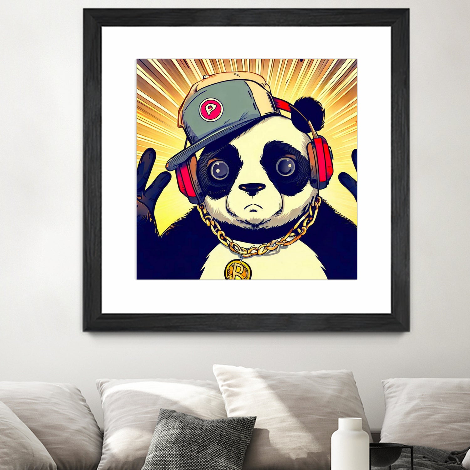 Panda Bear I Am a DJ 14 by OTIS PORRITT on GIANT ART - black digital painting