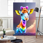 Cute baby giraffe colorful art with rainbow colors by ALMA Studio on GIANT ART - fuchsia digital painting