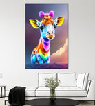 Cute baby giraffe colorful art with rainbow colors by ALMA Studio on GIANT ART - fuchsia digital painting