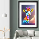 Cute baby giraffe colorful art with rainbow colors by ALMA Studio on GIANT ART - fuchsia digital painting