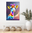 Cute baby giraffe colorful art with rainbow colors by ALMA Studio on GIANT ART - fuchsia digital painting