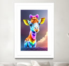 Cute baby giraffe colorful art with rainbow colors by ALMA Studio on GIANT ART - fuchsia digital painting