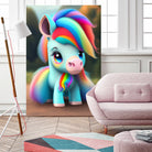 Cute baby pony with rainbow colors fantasy art colorful by ALMA Studio on GIANT ART - orange digital painting