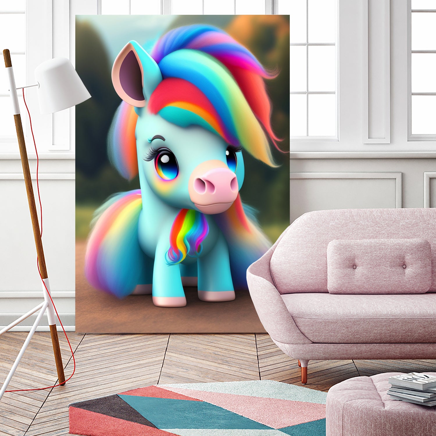 Cute baby pony with rainbow colors fantasy art colorful by ALMA Studio on GIANT ART - orange digital painting