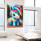 Cute baby pony with rainbow colors fantasy art colorful by ALMA Studio on GIANT ART - orange digital painting